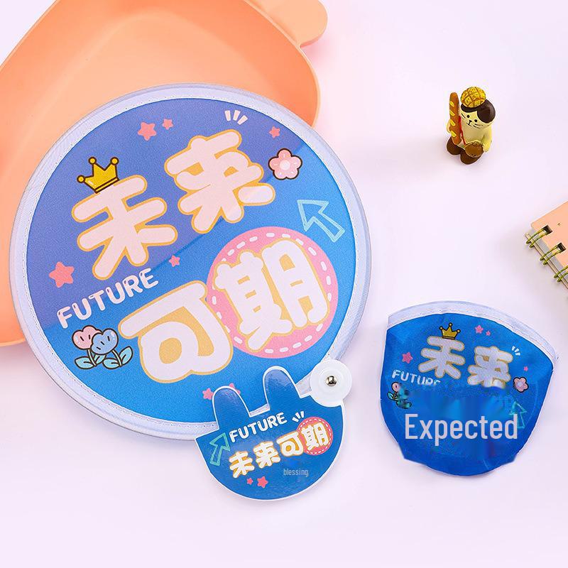 Portable Folding Round Fan for Students - Cute, Cloth, Mini Fan for Outdoor Use