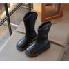 Girls' Flannel Two Cotton High Top Boots Autumn and Winter New Item Little Girls' Knight Boots Korean Version Medium and Large Children's Cotton Boots