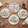 4 Pack Scenery DIY Embroidery Starter Kit with Embroidery Hoop Stitches Kit 30x30cm for Beginners Adults Hand Craft Lover Gift