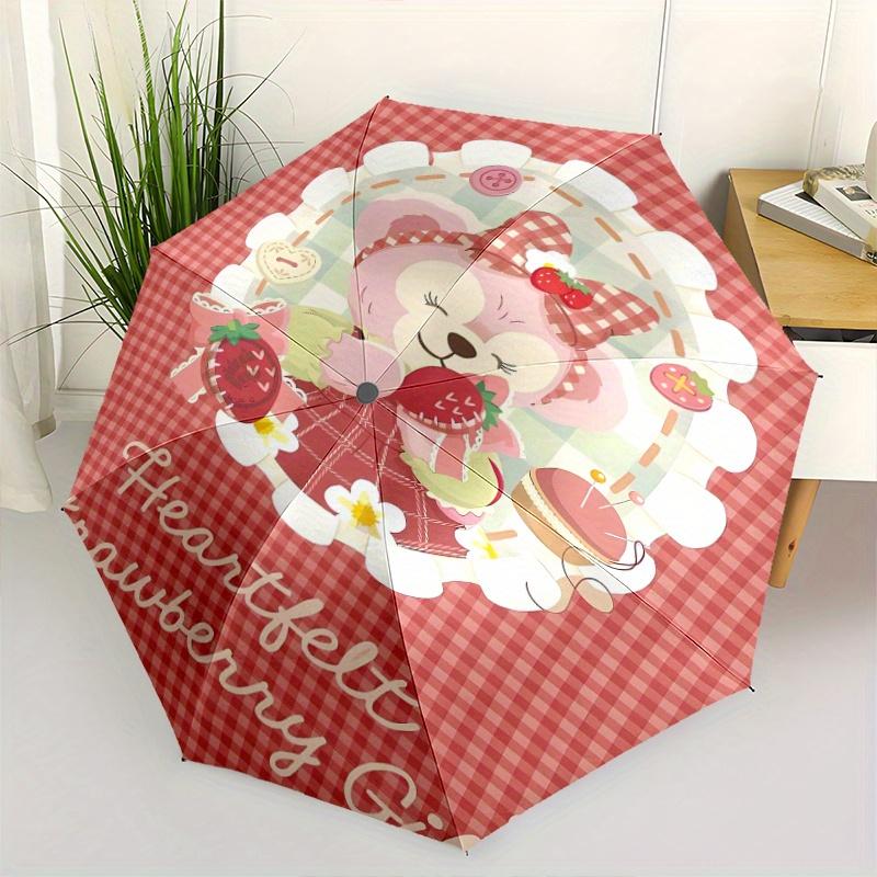 

Heartfelt Strawberry Gift ShellieMay Automatic Open/CloseCartoon Umbrella-CuteUmbrella with Cute Design, Portable 3-Fold Compact Umbrella