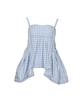 BMUETTE Gingham Check Cut-Line Top Blue