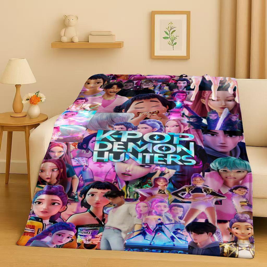 2026 Neue Cartoon Kpop Dämonenjäger Zoey Rumi Mira Musik Flanelldecke, Ultraweiche Plüschdecke für Zuhause Schlafzimmer Bett Sofa Abdeckung
