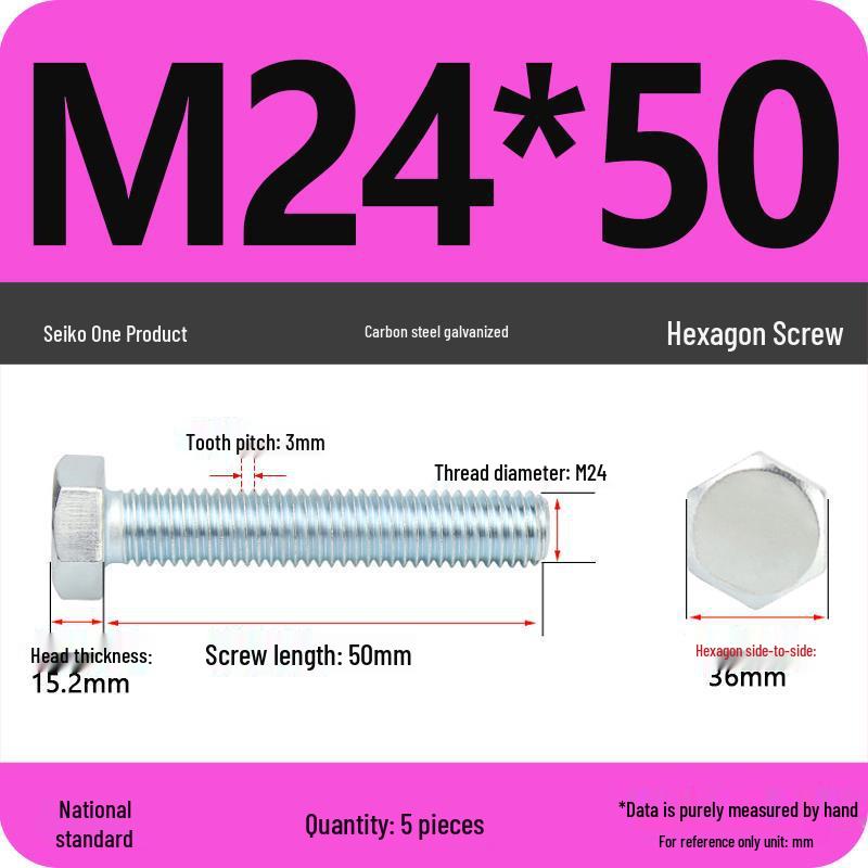8.8 Grade Galvanized Hex Head Bolt, High-Strength M4-M30