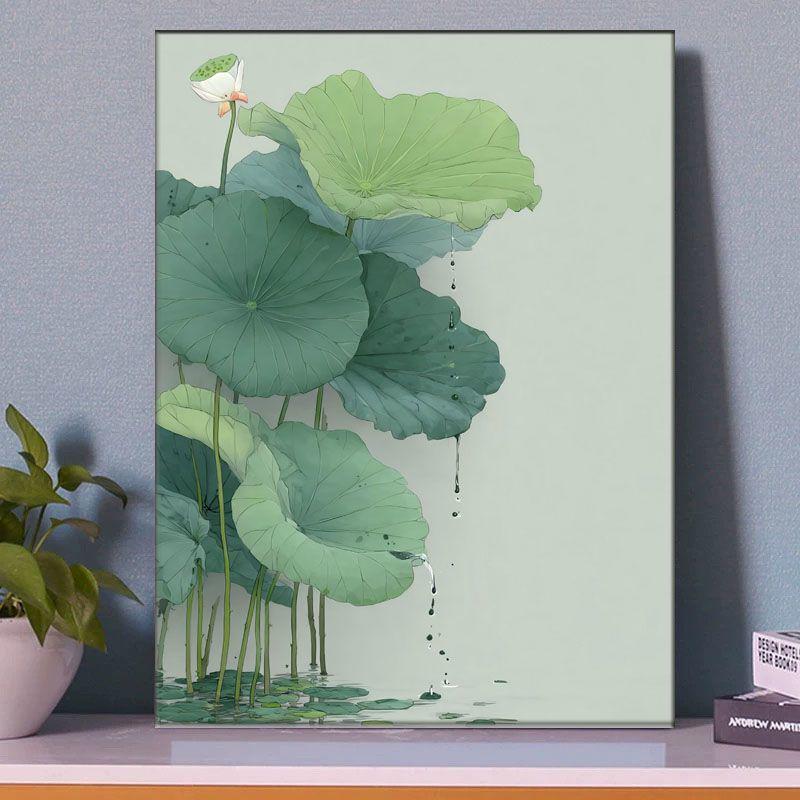 Lotus Flower DIY Digital Oil Painting - Chinese Style, Handmade, Stress-Relief, Decorative Art for Living Room.