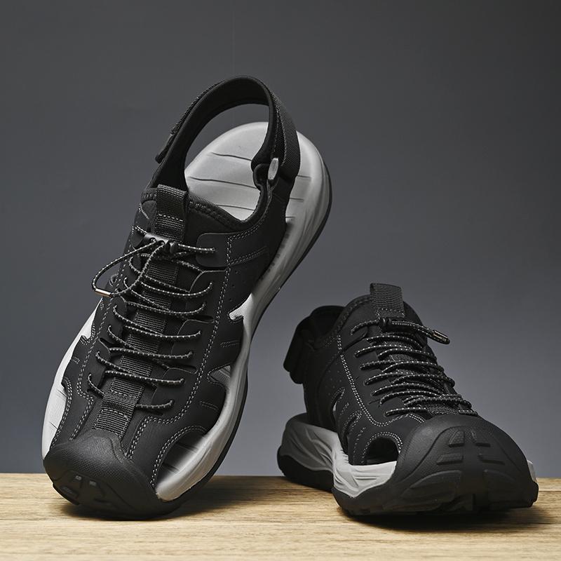 Fashion Dry Wading Aqua Shoes Mens Sandals for Men New Summer Beach Shoes Soft Male Outwear Driving Sandals New Trendy Leather Slippers