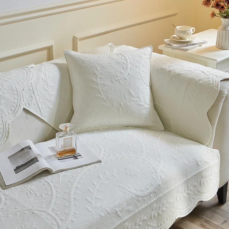 

Вышитая хлопковая подушка для дивана, универсальная нескользящая хлопковая ткань на четыре сезона, чехол для дивана для гостиной 70x70cm