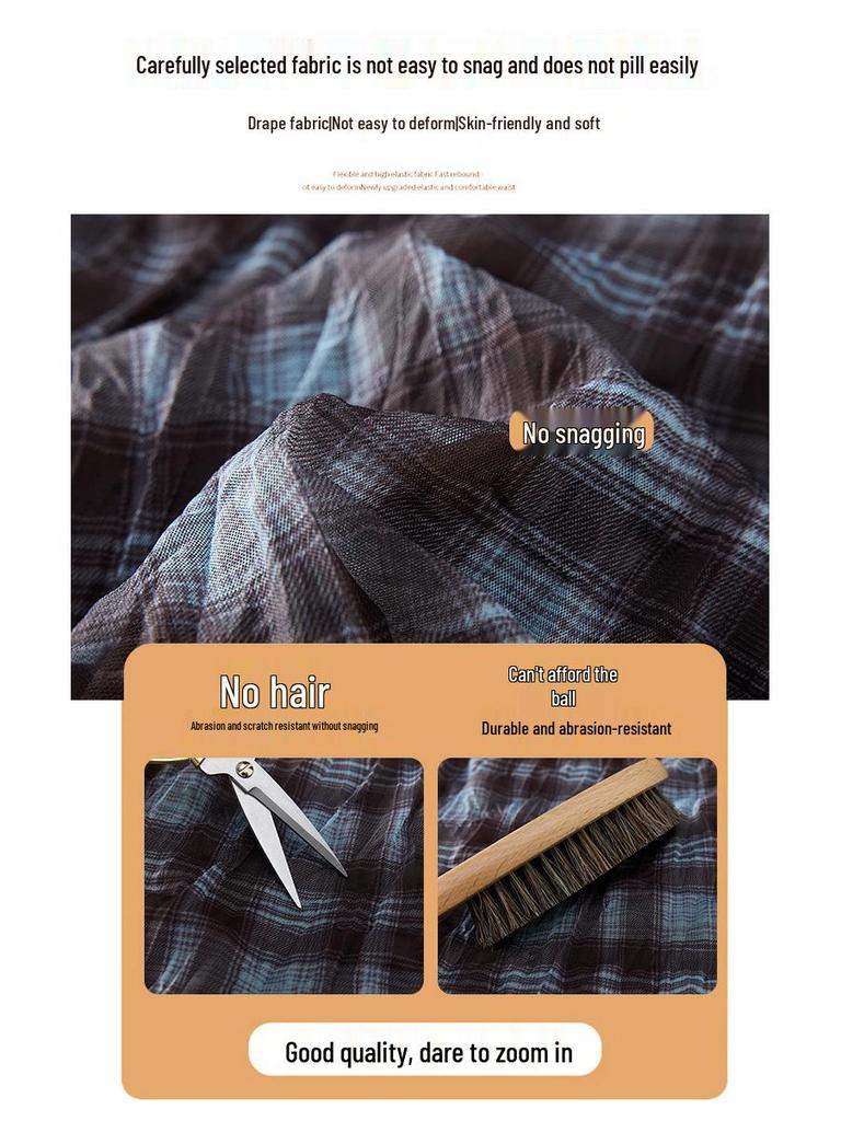 Women's Retro Plaid A-line Skirt: 2026 Spring Mid-length, Irregular Hem