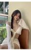 Solid Color Slimming Long-Sleeve Sun Protection 4-Piece Backless Swimwear Set for Hot Springs & Beaches