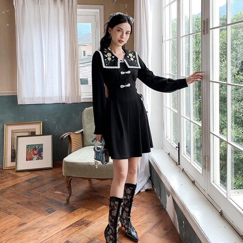 

Сукня Ципао А-силуету з матроським коміром у новому китайському стилі JK&JS S