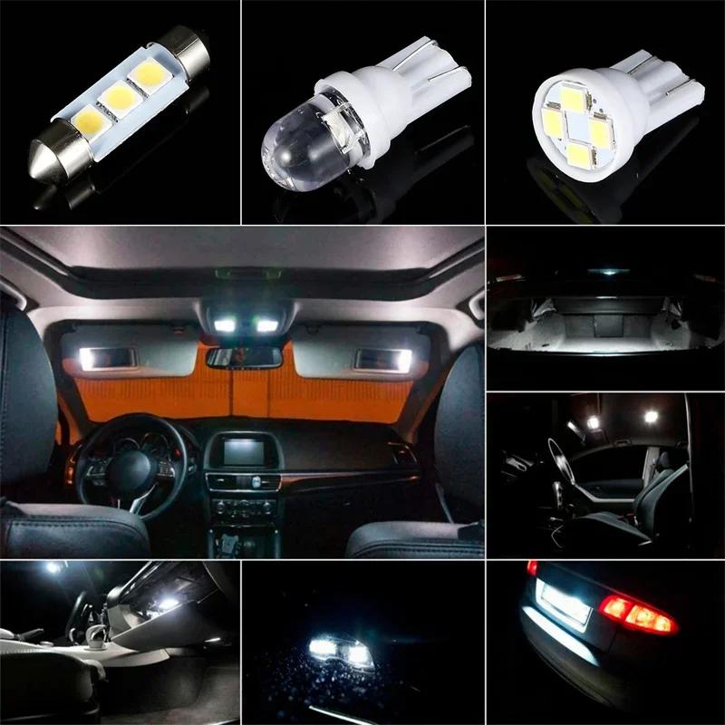 42PCS Lumières LED pour Voiture Lumières Intérieures 6000K 12V T10 168 2825 W5W 921 Kit Pour Voiture Véhicule Lumière de Carte Dôme Porte Coffre Plaque d'Immatriculation Ampoule
