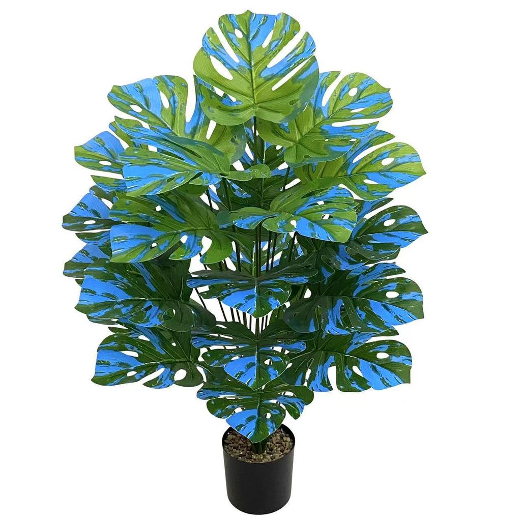 White Variegated Monstera Artificial Plant for Window Display, Garden, Home Decoration, and Soft Furnishings.