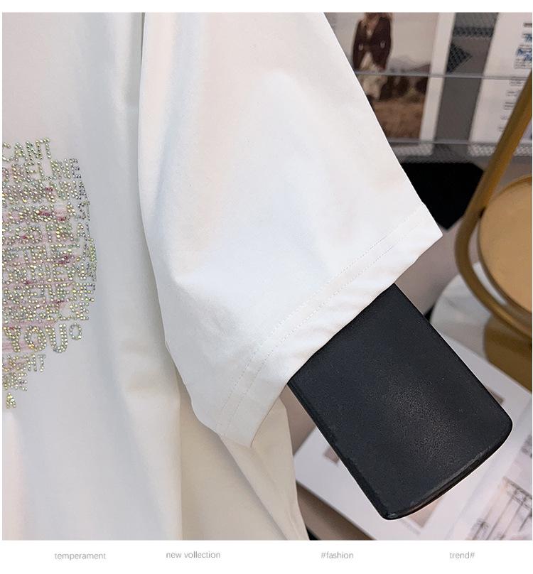 Plus Size Loose Fit Mid-Length Short-Sleeve Women's T-Shirt, Round Neck 200/300/350 Jin, Style 608
