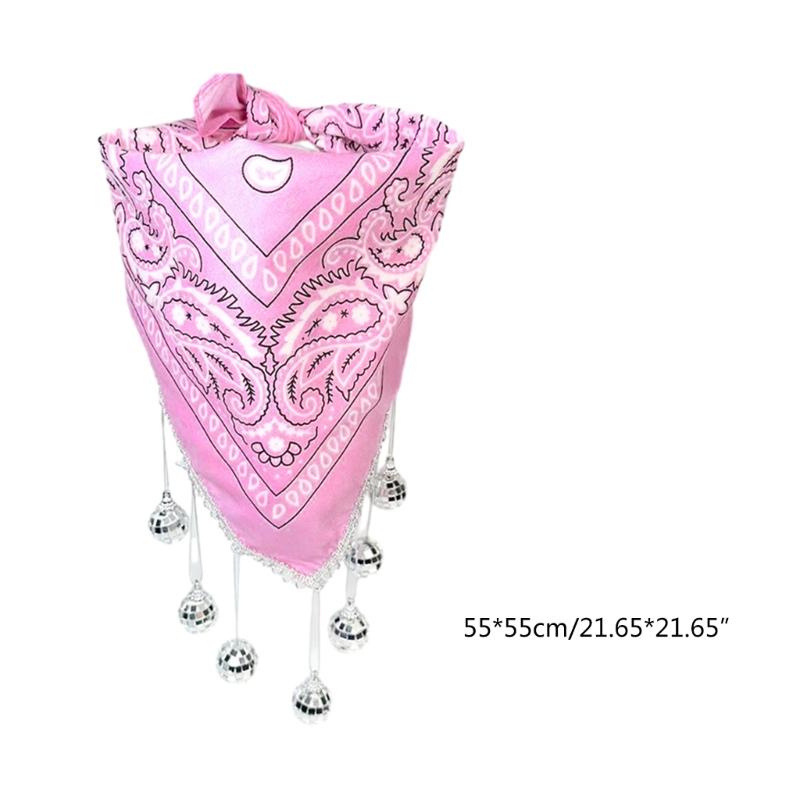 Western Disco Fringed Bandana for Bridal Shower Vintage Cowgirl Headscarf Costume Female Bandana Night Club Party Wear