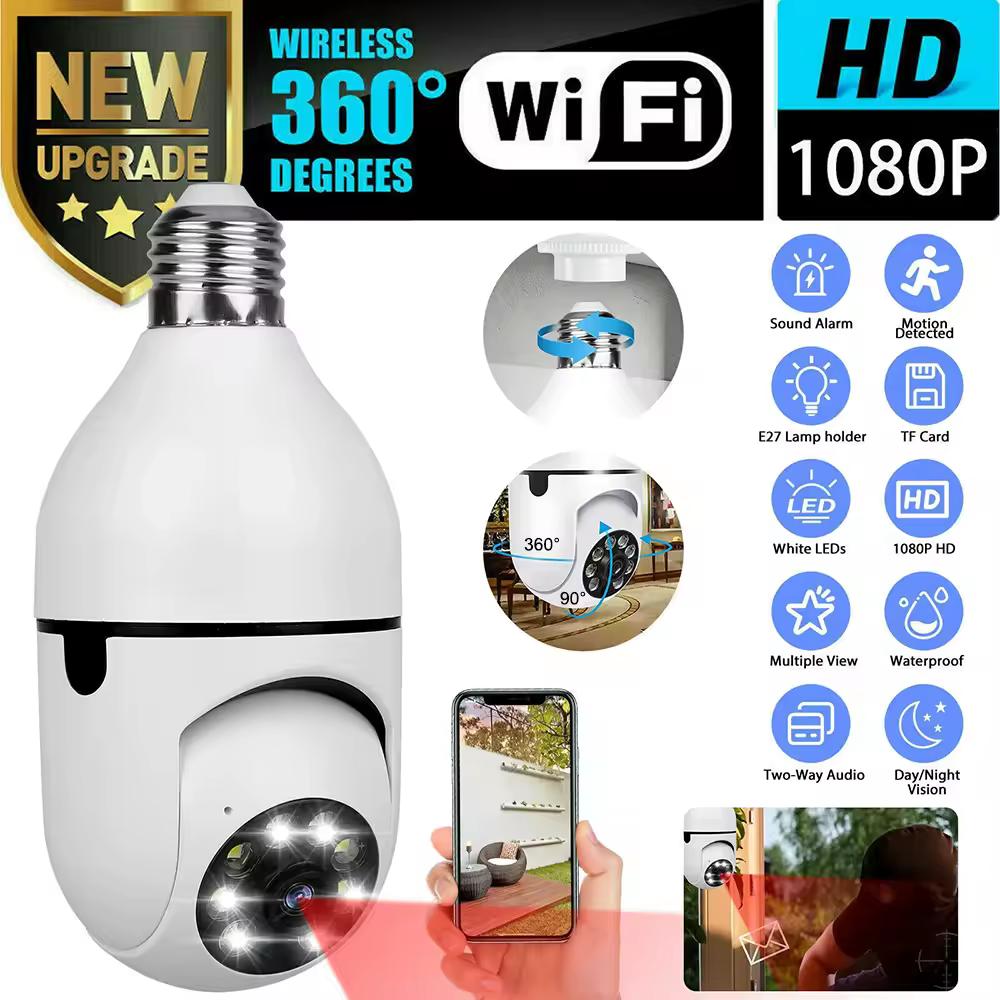 1080P Wifi 2MP E27 Bulb Surveillance Camera 360° IR Night Vision Smart Home Wireless Security Camera Home Security Monitor
