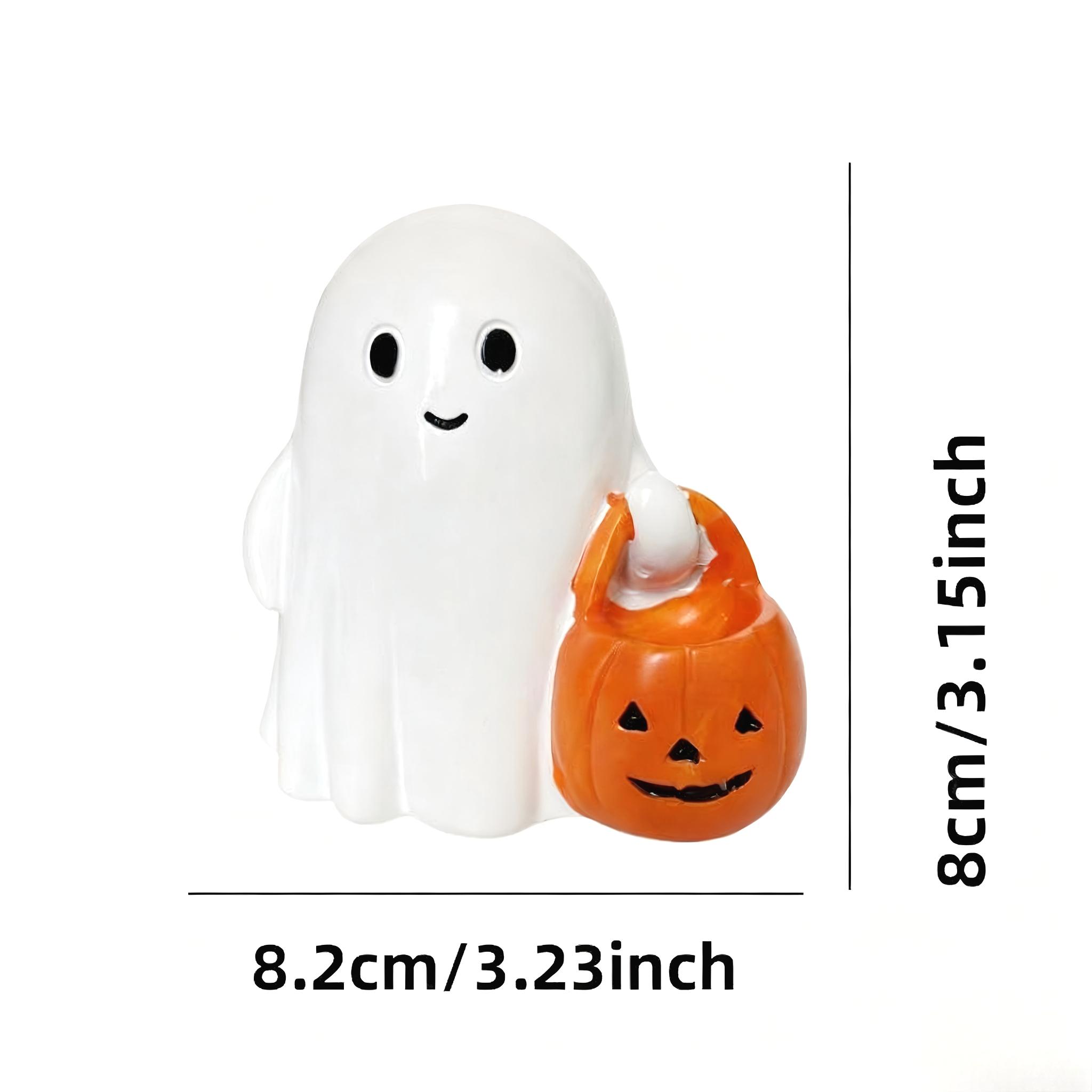 

Halloween Ghost Ornament Spooky Halloween Ghost Figurines with Pumpkin Lanterns for Home Office Decor Resin Ghost for Halloween
