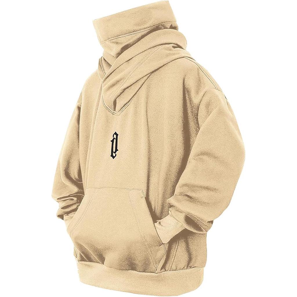 Jiye Trendiges Herbst-Kapuzen-Sweatshirt für Herren, hoher Kragen, locker, lässig