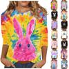 Women's -print loose 7-inch sleeve top