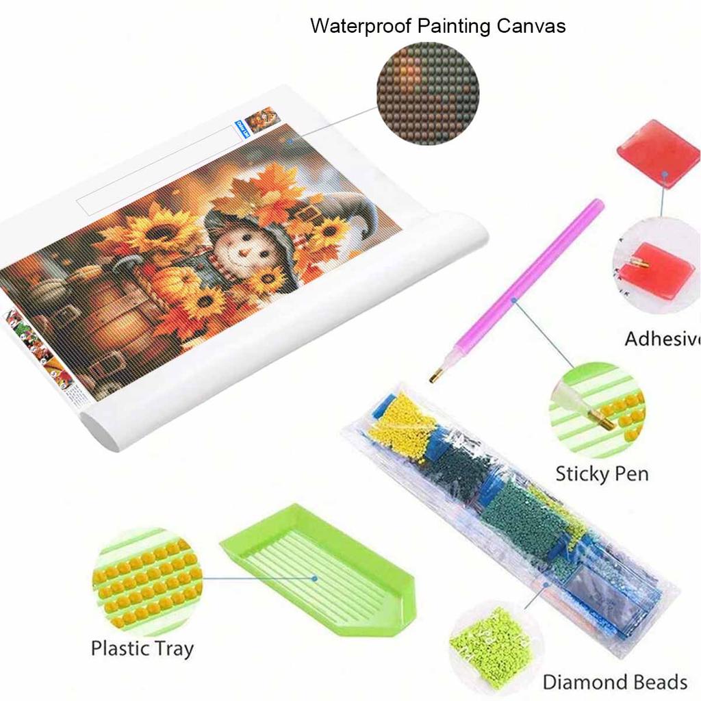 DIY Diamond Art Painting Kit Autumn Scarecrow Sunflowers Pumpkin Pattern Full Drill Canvas Creative Handmade Craft Gift for Adults