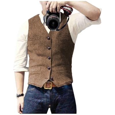 Chaleco informal de negocios para hombre, estilo británico, para las cuatro estaciones, con cuello en V ajustado.