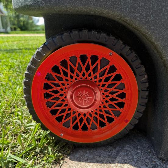 Trash Can Rim Cover, Modern Decorative Wheel Rim Cover, Spider-Spoke Style Wheel Rim Accessory for Standard Residential Garbage Bin
