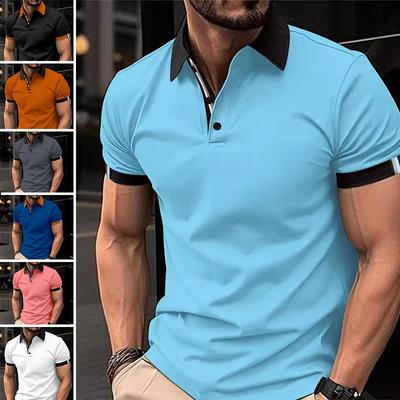 Men Polo Shirt Lapel Neck Summer Tops Mens Tennis Slim Fit Short Sleeve T Shirts