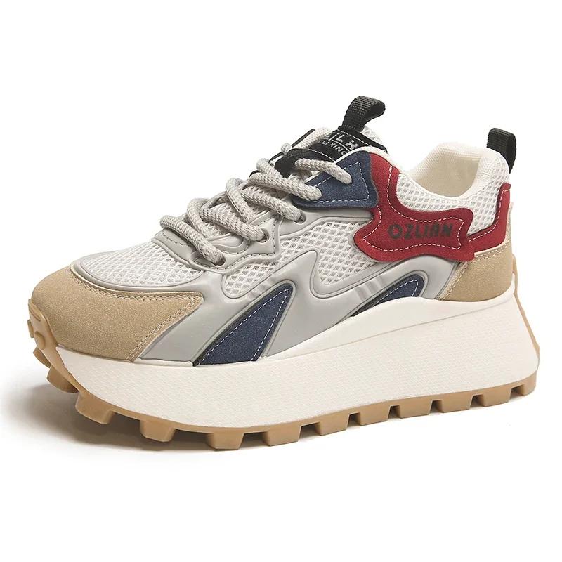 New Shallow Mouth Single Shoe Platform Mid Heel Pumps Women's Vulcanize Shoes Flats Shoes Women's Sneakers