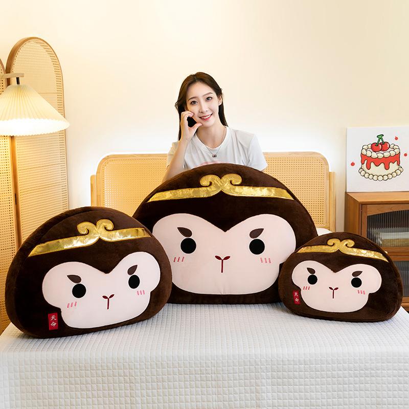 Black Wukong throw pillow plush toy monkey ragdoll doll children cushion girlfriend birthday gift