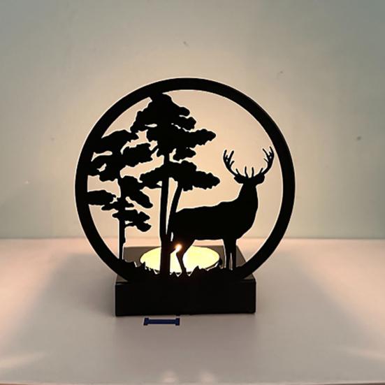 Elk Candlestick Design Create Warm Romantic Atmosphere Christmas Ornament for Home Decoration