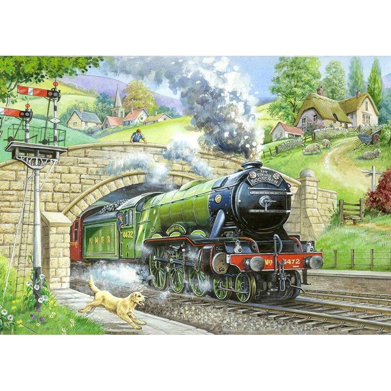New 5D DIY Diamond Painting Train Scenery Diamond Embroidery Cross Stitch Full Round Drill Crafts Home Decor Manual Gift