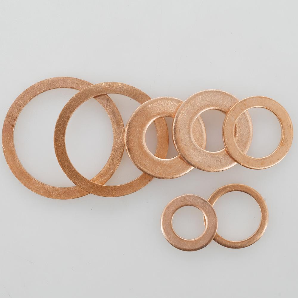 Solid Pure Copper Oil Plug Gasket M5 M6 M8 M10 M12 M14 M16 M18 M20 M22 M24 Motorcycle Oil Pan Flat Sealing Gasket O-ring Washer