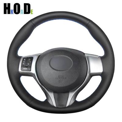 Capa de volante de carro de couro artificial PU preto costurada à mão para Toyota Yaris 2012 2013 2014 2015 2016 2017 2018