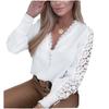 Hot-Selling Spring and Autumn Long-Sleeve V-Neck Lace Patchwork Shirt for Women