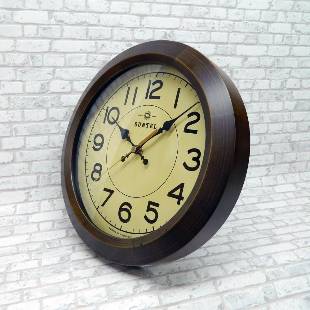 Santel Made in Japan Retro Circle Wall Clock Antique Brown DQL682AN Radio-Controlled