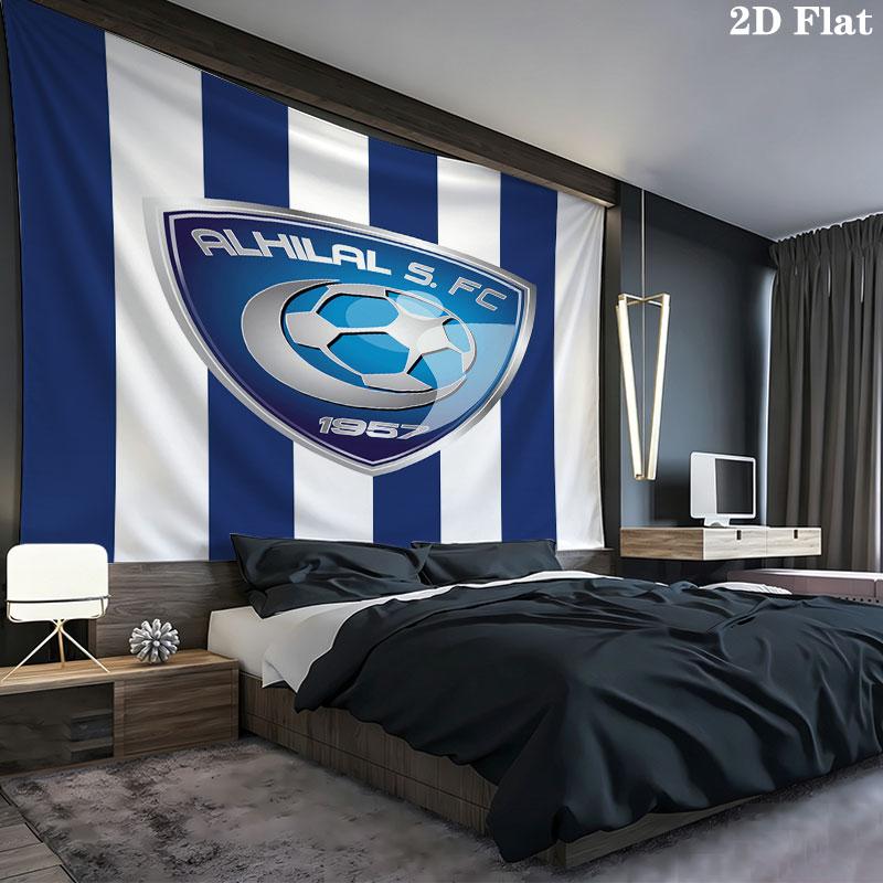 Al-Hilal Saudi FC Wall Tapestry Aesthetic Wall Hanging Printed Fabric Blanket Decorative Tapestries for Bedroom Living Room Home Decor