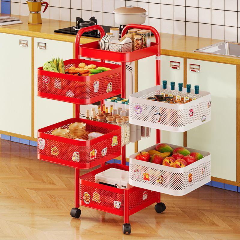 Mobile Floor-standing Storage Rack with Wheels for Bedroom, Living Room, Snacks, Essentials, and Vegetables