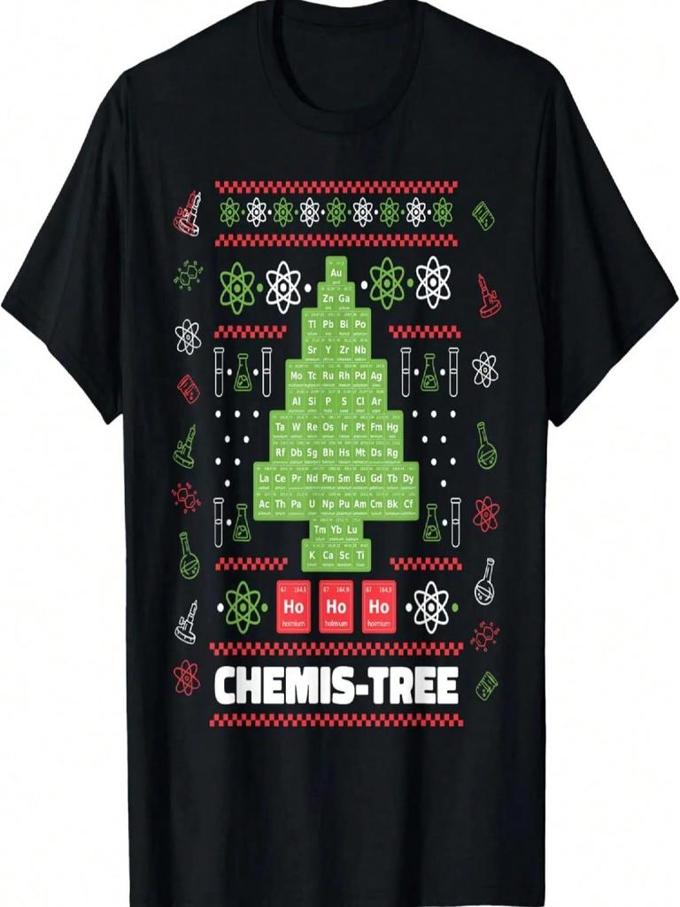 Chemistree Divertente Albero di Natale Scientifico Chimica Maglietta Chimica