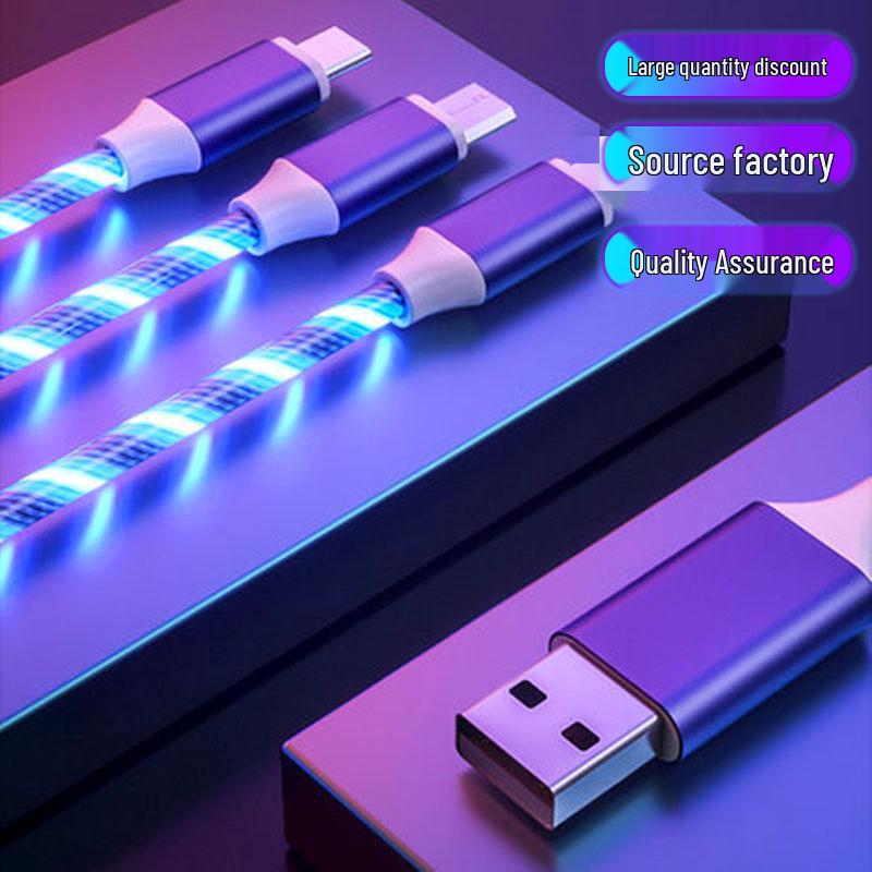 Luminous Gradient 3-in-1 Fast Charging Cable for Apple, Android, and Type-C Devices