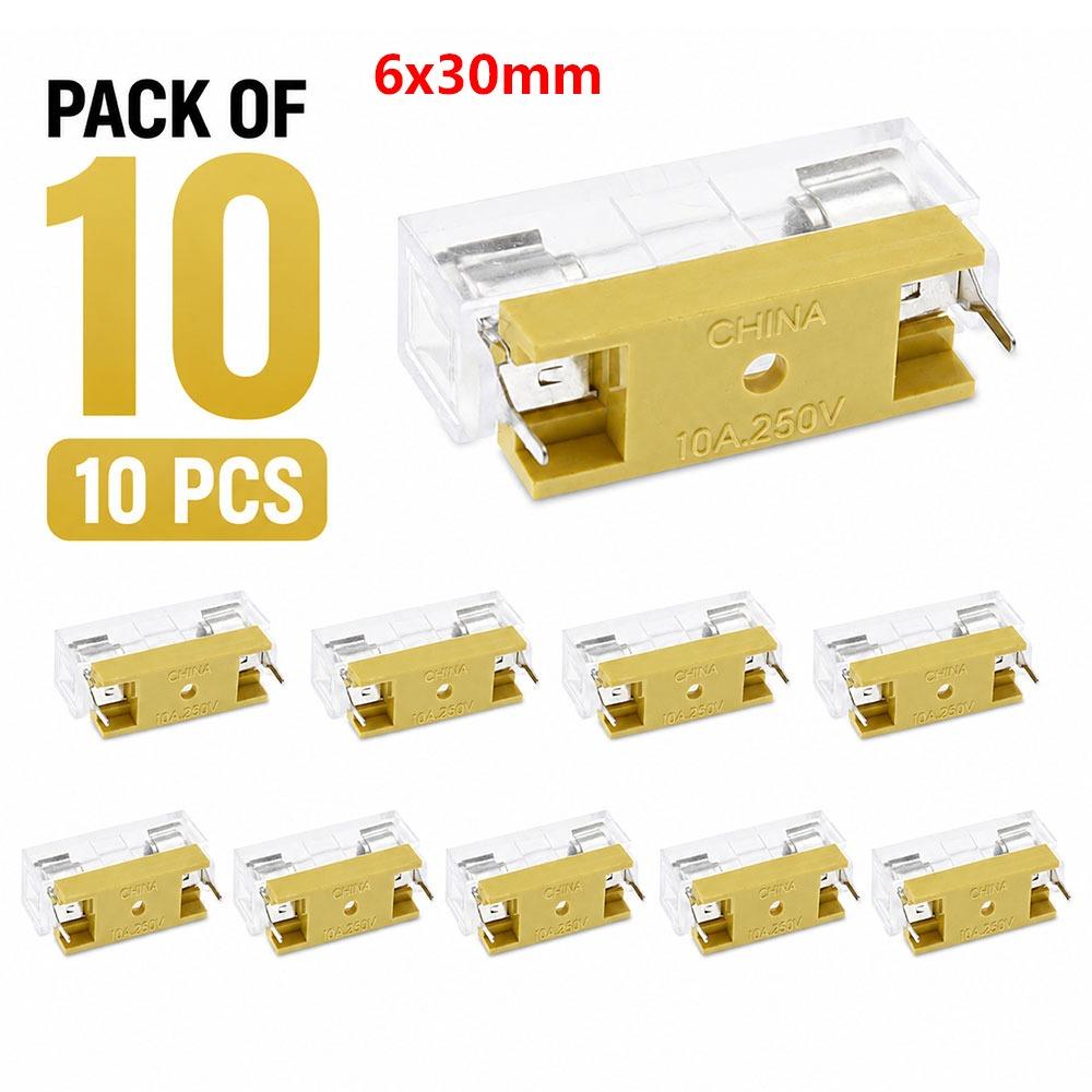 10Pcs/Set 5x20mm 6x30mm Glass Fuse Holder  for Automotive Applications Electrical Circuit Protection
