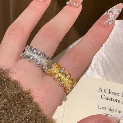 2025 Elegante Silber Gold Farbe Strass Ringe Wickelringe für Frauen Hochzeit Voll Zirkon Fingerringe Modeschmuck Geschenke