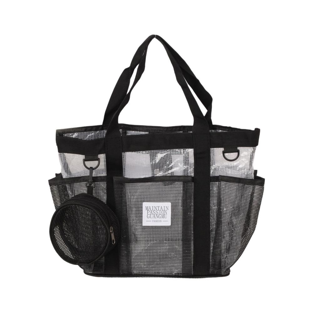 Lightweight Mesh Swim Bag Large Capacity Beach Storage Bag Toiletry Bag Swimming Handbag Travel чёрный