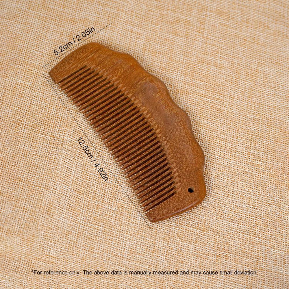 Natural Wooden Hair Comb with Ergonomic Handle - Anti-static Scalp Massage Comb for Daily Hair Grooming & Detangling