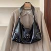 Vintage Versatile Glossy Surface PU Leather Women's Shoulder Bags Fashi Rivets Ladies Underarm Bags Casual Female Handbags