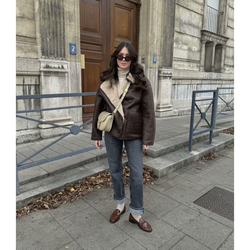 DAFIFY Damenmode, lässig, einfarbig, Herbst-Winter, langärmelig, POLO-Ausschnitt, Jacken und Mäntel