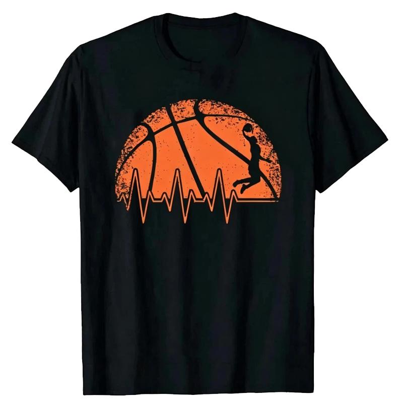 Men Clothing Basketball Heartbeat TShirt Men Birthday Gifts Short Sleeves Funny Tees Fashion Graphic Tshirts Sport Lover