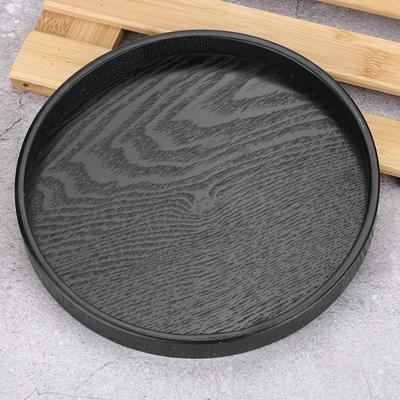Round Shape Solid Wood Tray Black Color Tea Serving Tray Platter Wood Serving Tray  Restaurant Use