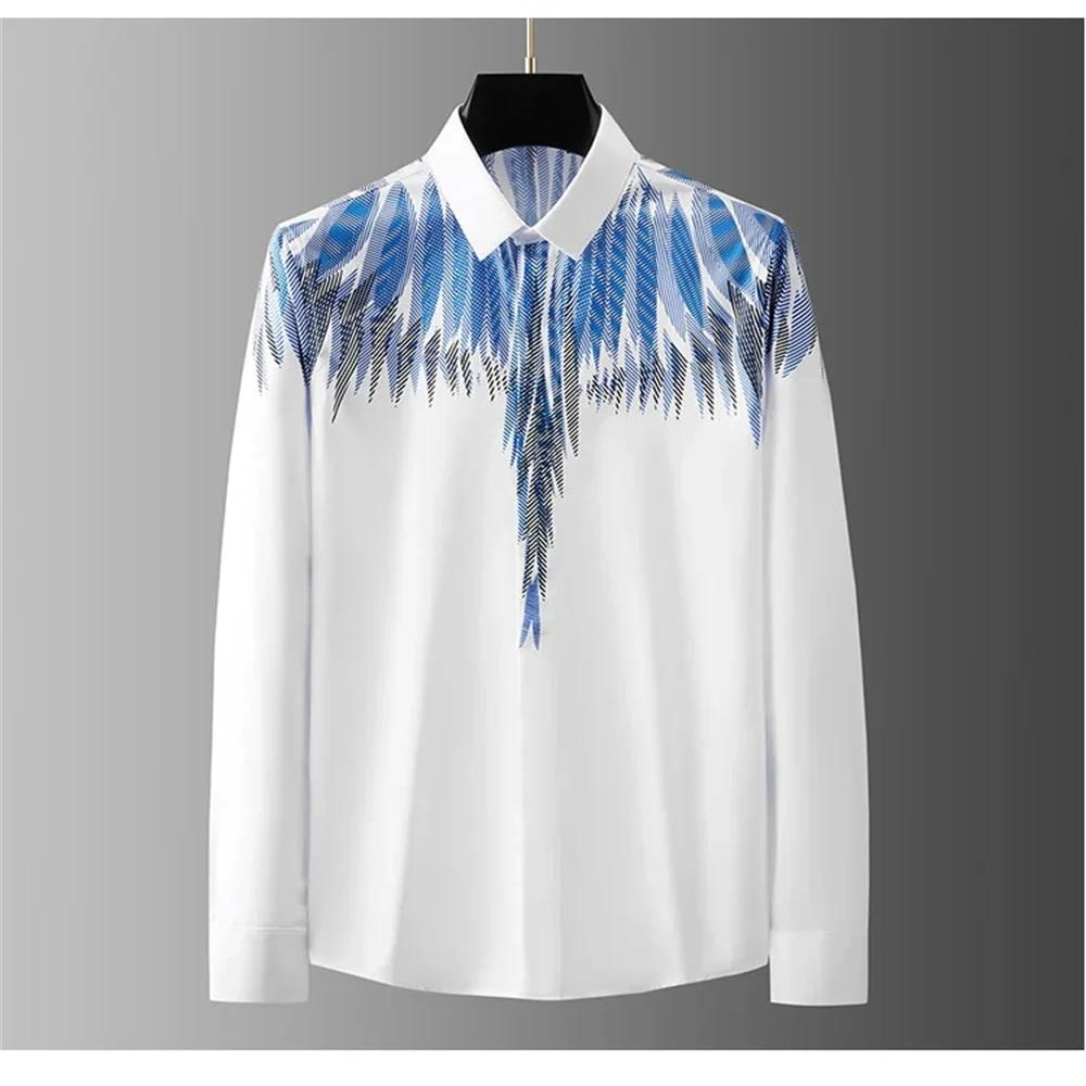 

Luxury Printed Shirt Men s Long-sleeved Casual Shirt Fashionable Street High-end Plus Size Men s Clothing Camisas Para Hombre 3XL синій