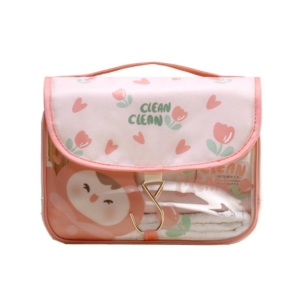 

Waterproof Toiletry Washbag Hanging Large Capacity Cosmetic Storage Bag Dry Wet Separation Portable Travel Makeup Case розовый