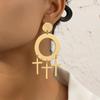 European & American Style Fashion Cross Earrings: Bold, Geometric Circle Studs for Women