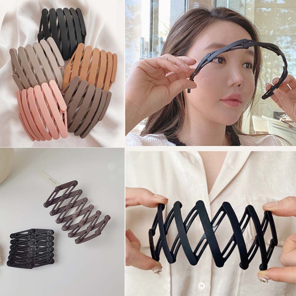 Summer Fashion Non-slip Girl With Tooth Telescopic Headband Folding Hairband Acrylic Head Wrap