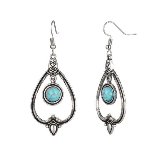 

Богемные винтажные серьги с персиковым сердечком из искусственной бирюзы, гипоаллергенные легкие модные серьги-гвоздики синий